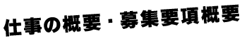 仕事の概要・募集要項概要